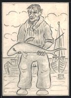 Handgemalt unsign. Franz Dworschak: Fisc