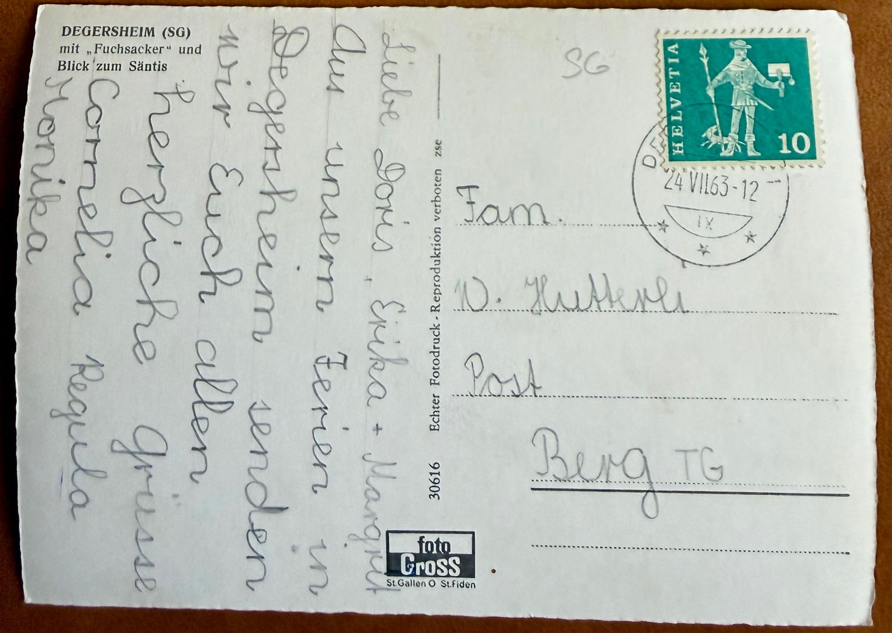 Cartoline postali: Degersheim - mit Fuchsacker 1963 – Usato da Lutry venduto da Ediego 1