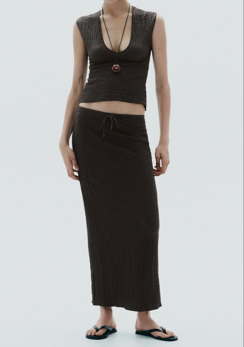 Zara Gonne: ZARA Top & Rock mit Strukturmuster Gr. S/M – Nuovo e nell'imballaggio originale da Wetzikon ZH venduto da tuna83