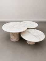 Vintage Carrara Marmor Couchtisch-Set – 3-teilig