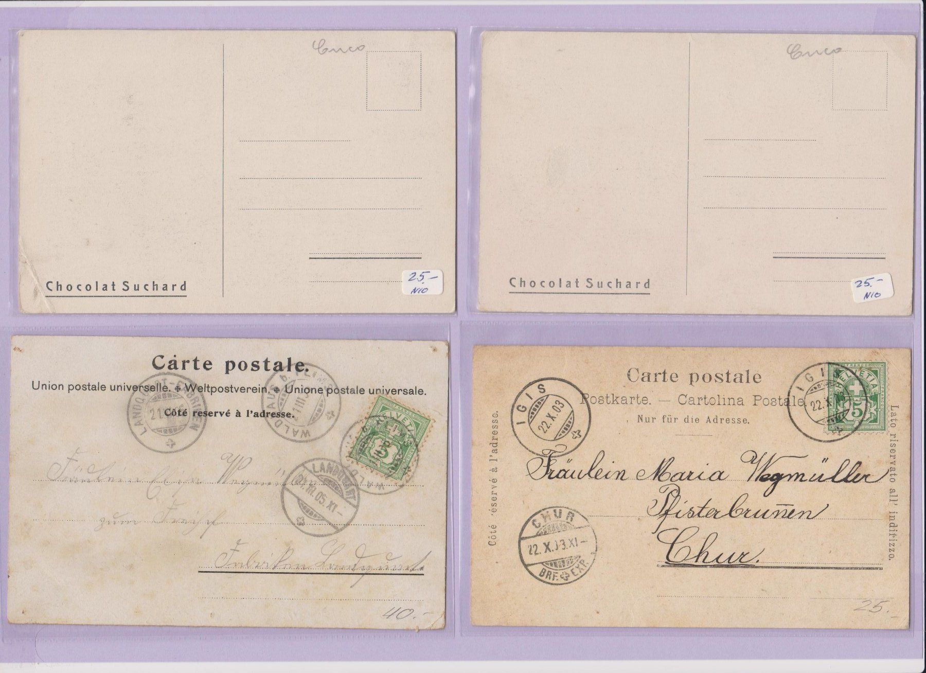 Cartes postales: Chocolat SUCHARD   :   3 alte Ansichtskarten + – D'occasion à Vitznau par Ropaku 1