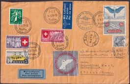 1939, EUROPAFLUG NORD bis Oslo mit inter. Buntfrankatur