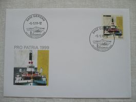 1999 1 FDC Dampfschiff "URI" SBK B266 gest. in Gersau