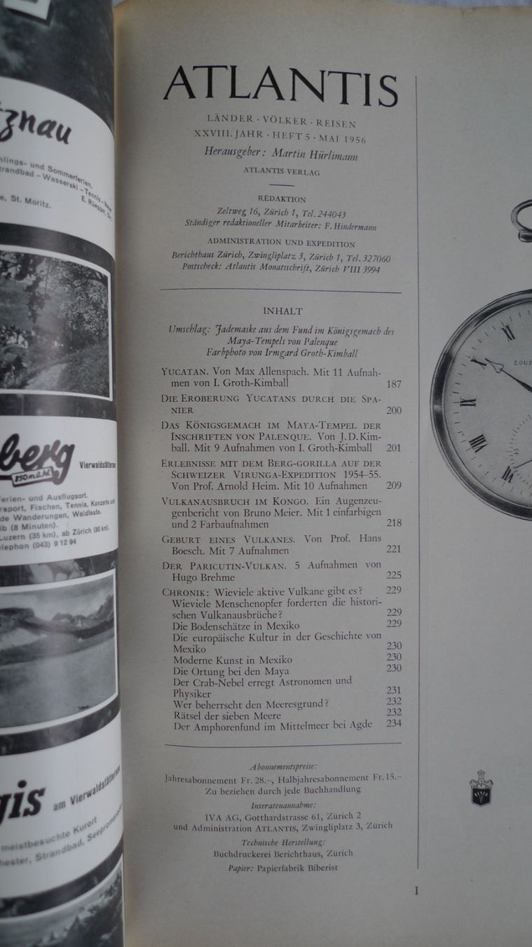 Riviste & Magazine: Zeitschrift Atlantis, Heft 5, Mai 1956 – Usato da Winterthur venduto da Sacramons 2