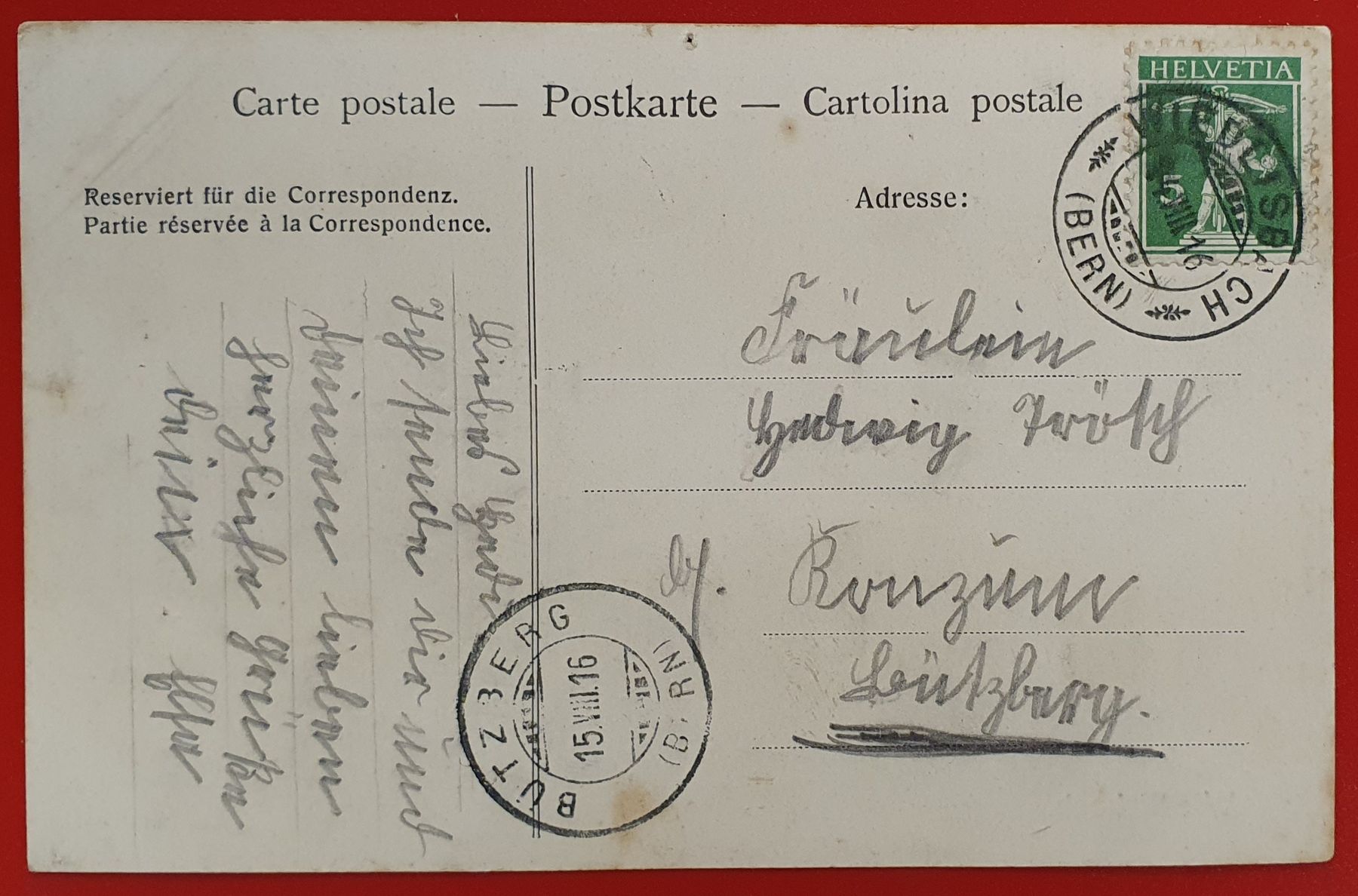 Ansichtskarten: Wiedlisbach 1916 - Dorfpartie – Gebraucht aus Kreuzlingen von Rschweiz1 1