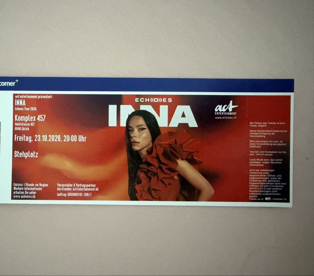 Biglietti: INNA konzert tickets – Nuovo e nell'imballaggio originale da Zürich venduto da adr_sfq9 1
