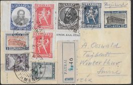 1929 R/Karte Flug PATRAI - WINTERTHUR Frank. speziell ab 1.-