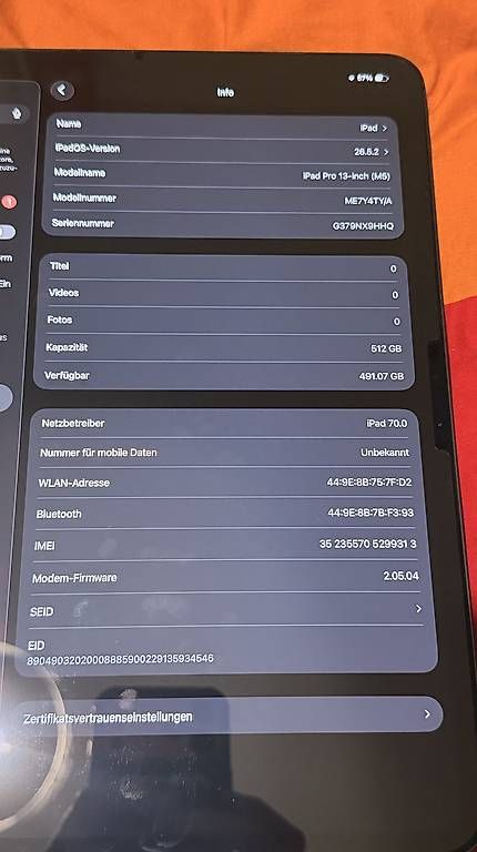Tablet PC: Apple iPad Pro 13" M5 2025  512 GB  Cellular  – Gebraucht aus Spreitenbach von paljana 1