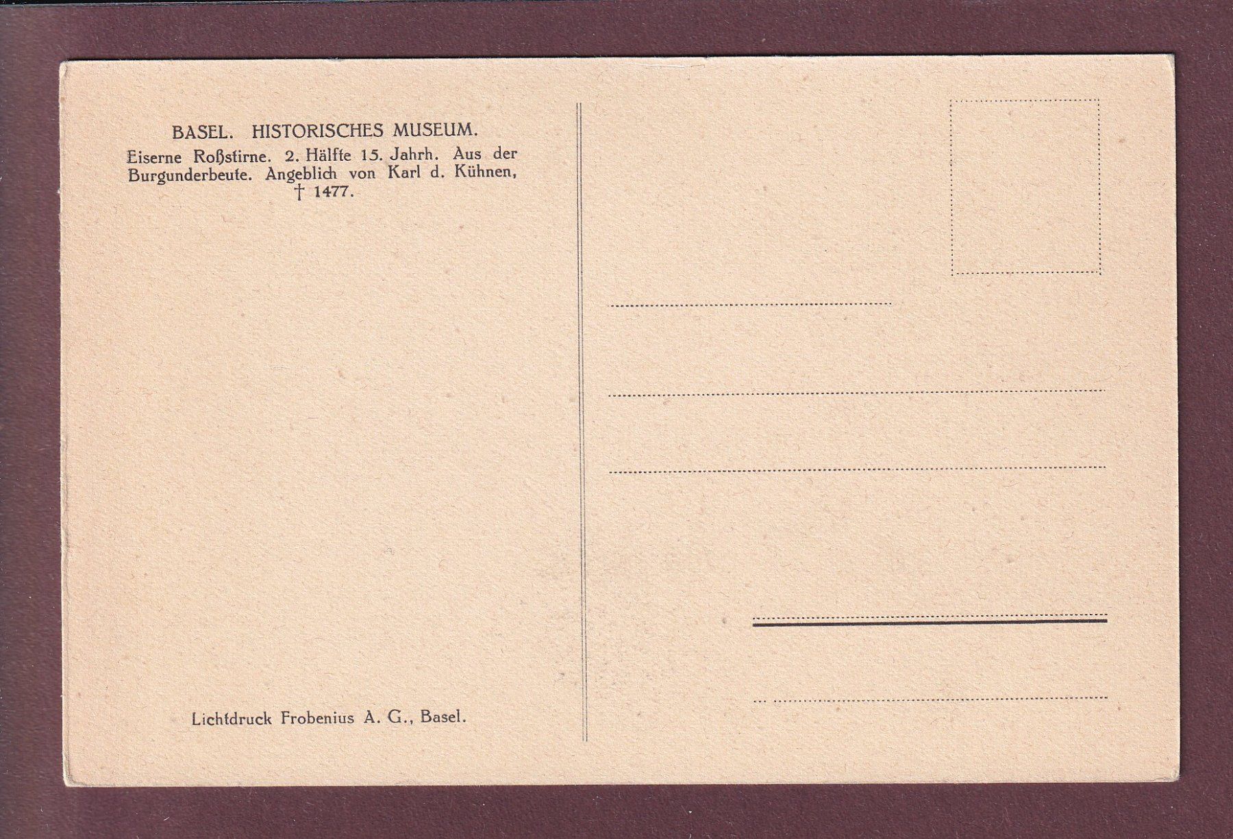 Cartoline postali: BASEL - Historisches Museum - Eiserne Rossstirne – Usato da Pully venduto da nicecards 1