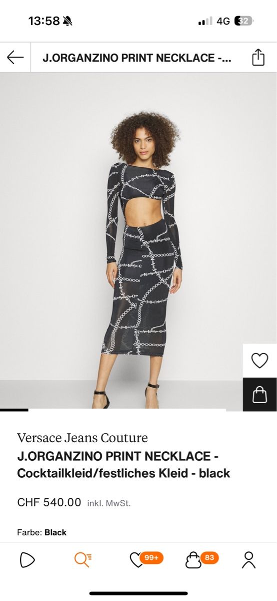 Versace Kleider: Versace Jeans Couture - Cocktailkeid - Orginalpreis 540.- – Neu und originalverpackt aus Zürich von luxuryoutlet1 8