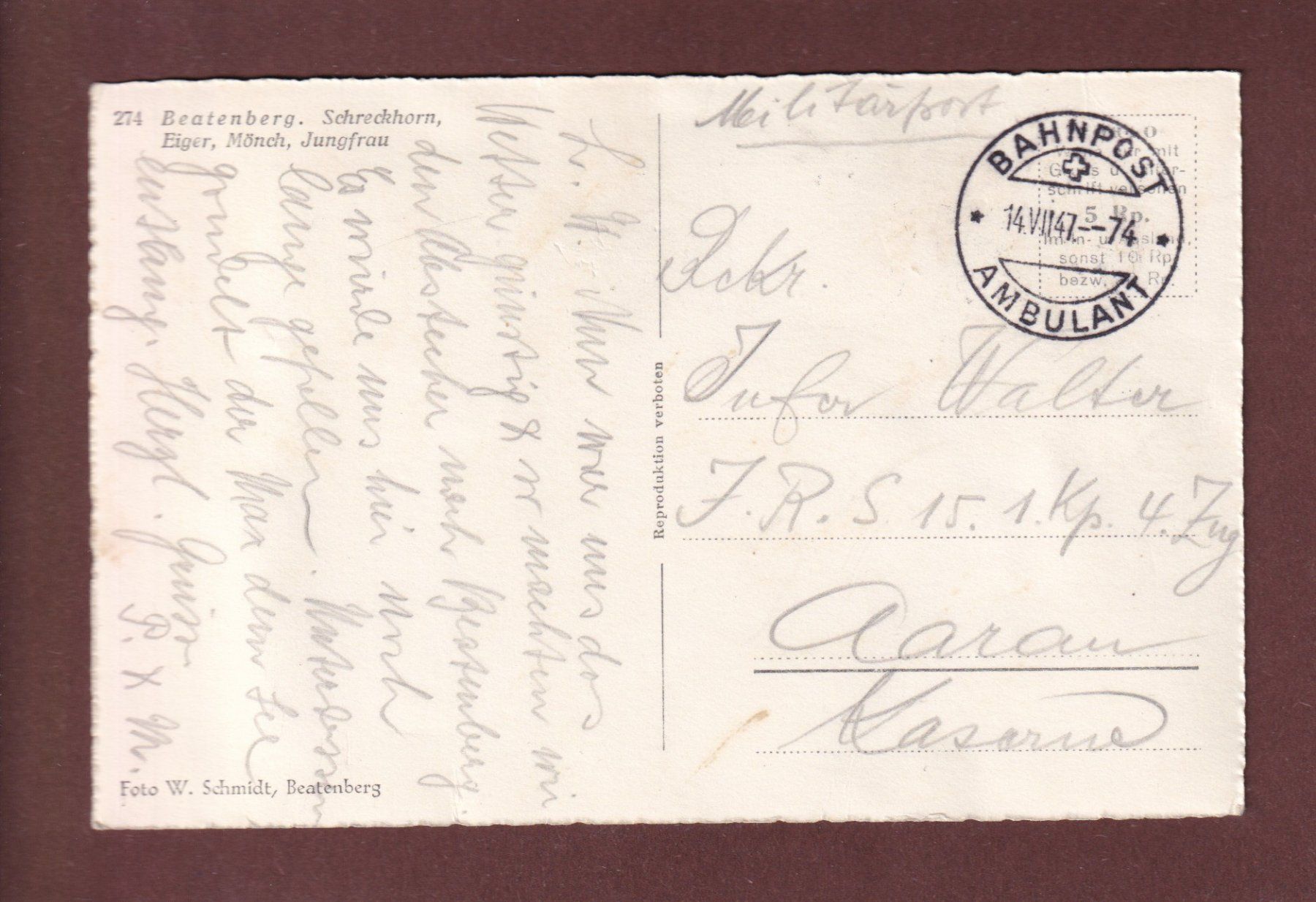 Cartes postales: BEATENBERG - 1947 – D'occasion à Pully par nicecards-shop 1