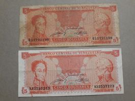 VENEZUELA - 2x 5 Bolivares 1989 (1x SS-VZGL, 1x S)
