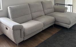 Ecksofa grau mit Relaxfunktion, Stoff, gut erhalten