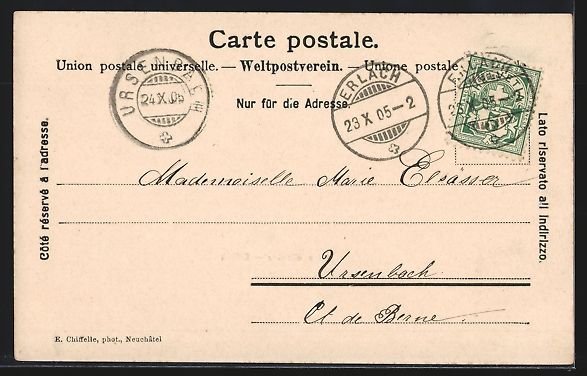 Cartoline postali: Erlach, Ortspanorama von einem Feld aus – Usato da Berlin venduto da bartko-reher 1