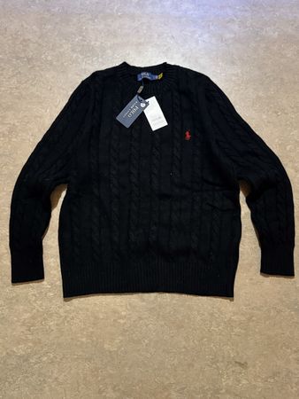 Polo Ralph Lauren Cable Knit Sweater Black New