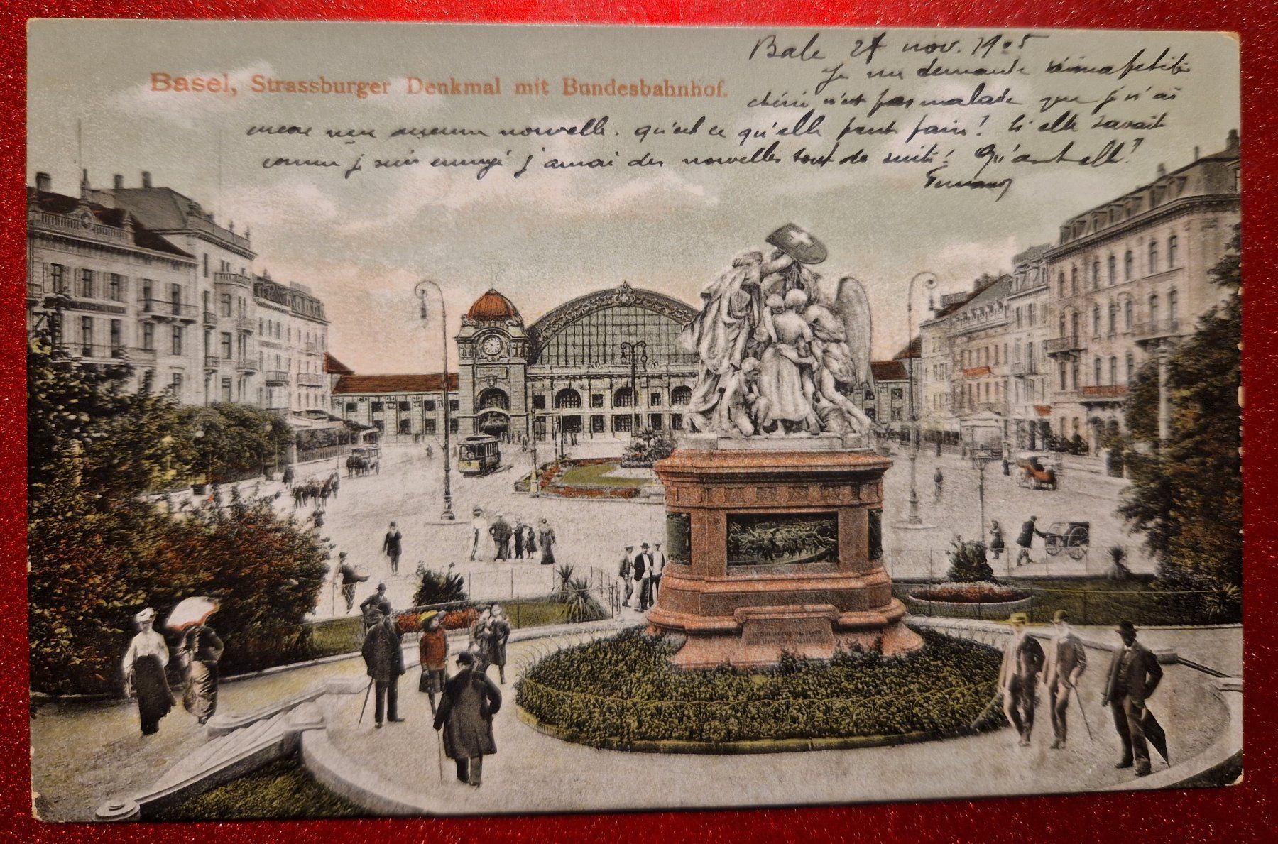 Cartoline postali: Basel, Strassburger Denkmal, 1905 – Usato da Melchnau venduto da Fishel