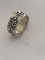 Ring Silber 925 Muster geometrisch breit gebrauchter Zustand
