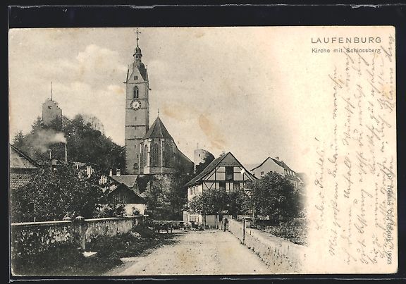 Cartoline postali: AK Laufenburg, Kirche mit Schlossberg – Usato da Berlin venduto da bartko-reher