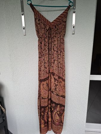 Maxikleid Langes, Lässiges Sommerkleid Seide Paisley Gr M/L 