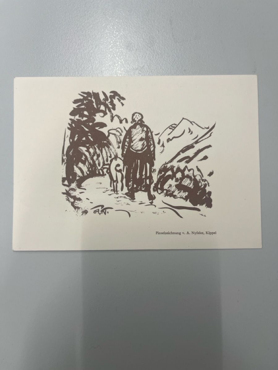 Cartes postales: Ansichtskarte A. Nyfeler Kippel Landschaft mit Person – D'occasion à Muttenz par Totkel