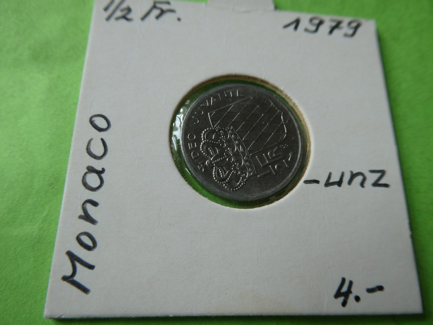 Alle Münzen: Monaco 1979, 1/2 Franc   unz – Gebraucht aus Hinterforst von Rohusri