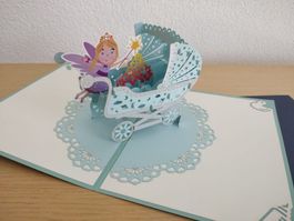 Süsse 3D Baby-Karte zur Geburt Junge Gratuliere Glückwunsch