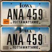 🇺🇸 2x Paar U.S. Autoschild, Iowa ANA 459 - ORIGINAL