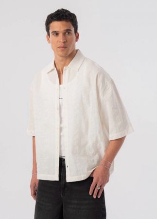 Punch White Cotton Oversize Shirt, Size L, Summer Ready!