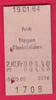 KARTON BILLETT, FRICK - RHEINFELDEN, 2.KLASSE, EINFACH