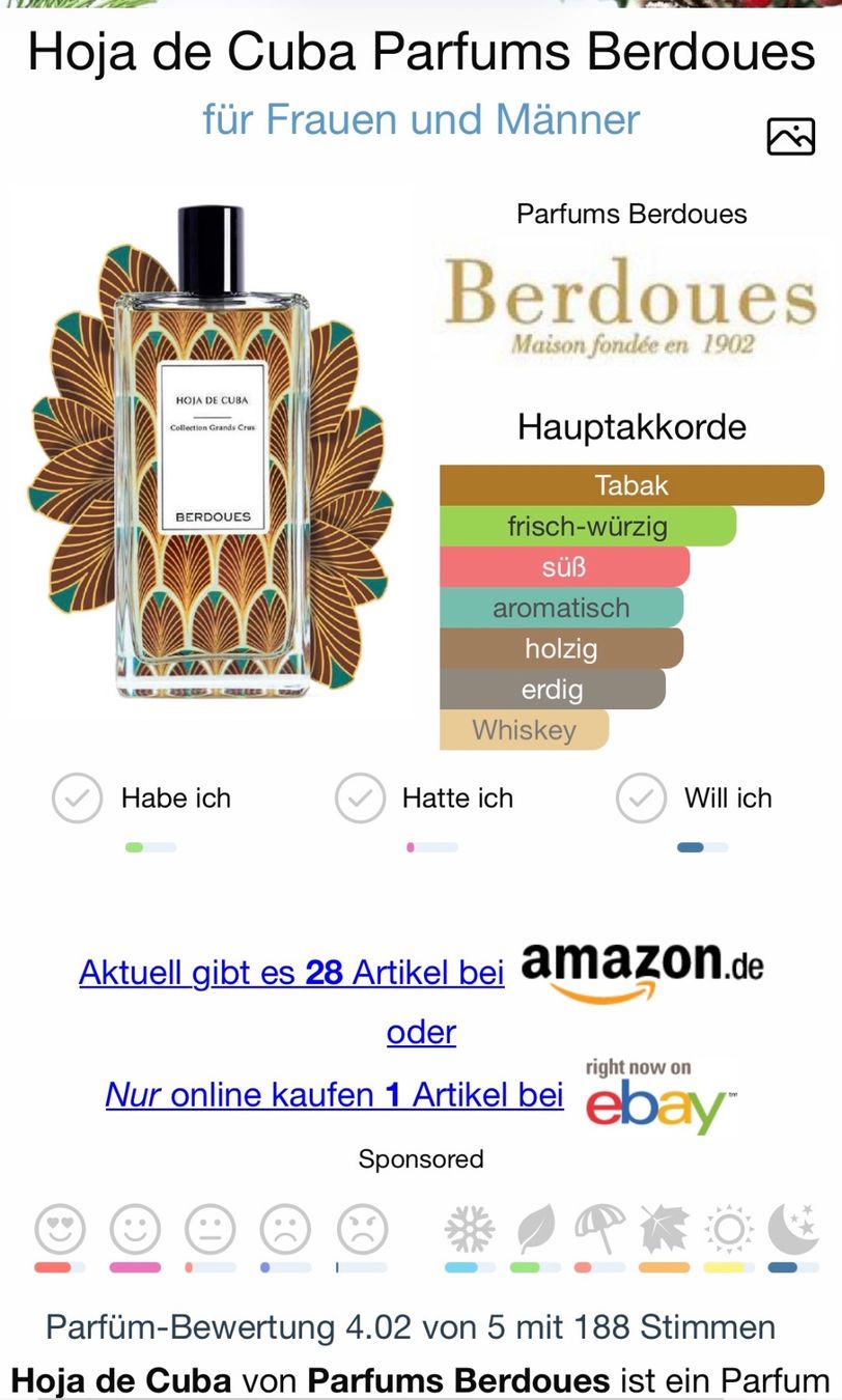 Profumi & Eau de Toilette: Berdoues HOJA DE CUBA Abfüllung 5ml.. – Nuovo e nell'imballaggio originale da Zürich venduto da deruja 2