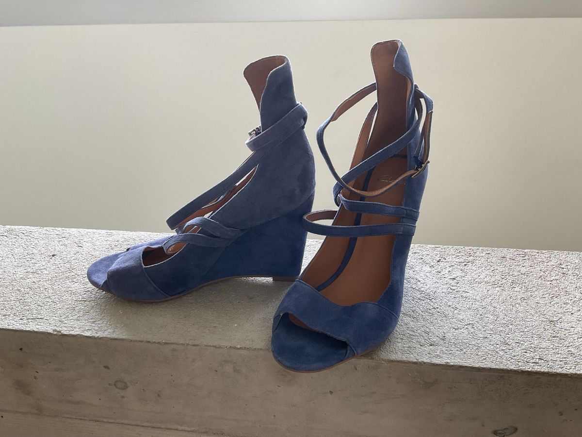 Clarks Damenschuhe: Sandales compensées Clarks bleues en daim, taille 38 – Neu (gemäss Beschreibung) aus Villarepos von Sglobule 2