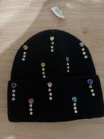 Berretto invernale nero con strass a forma di cuore ❤️