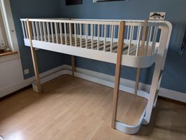 Hochbett weiss/Holz Oliver Furniture