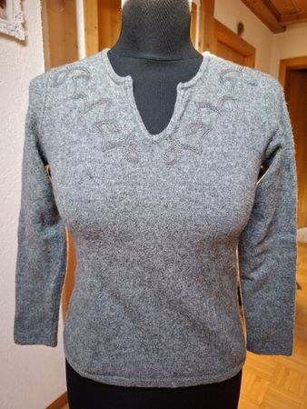 XS S Damen pullover Grau 100 % Lammwolle winter busines 2000