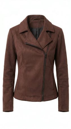 Veste aspect suède marron style