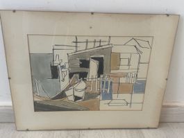 Composition Post-Cubiste au Port de Pêche – École du XXe