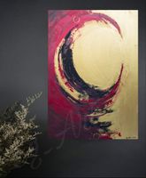 Acrylbild abstrakt schwarz gold rot Kreis Unikat