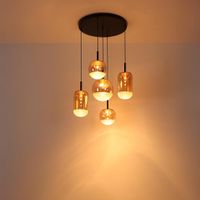 LED Pendelleuchte, 5er, Glas, 71 cm Ø