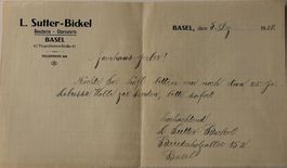 Rechnung - L. Sutter-Bickel, Metzgerei, Basel, 1928