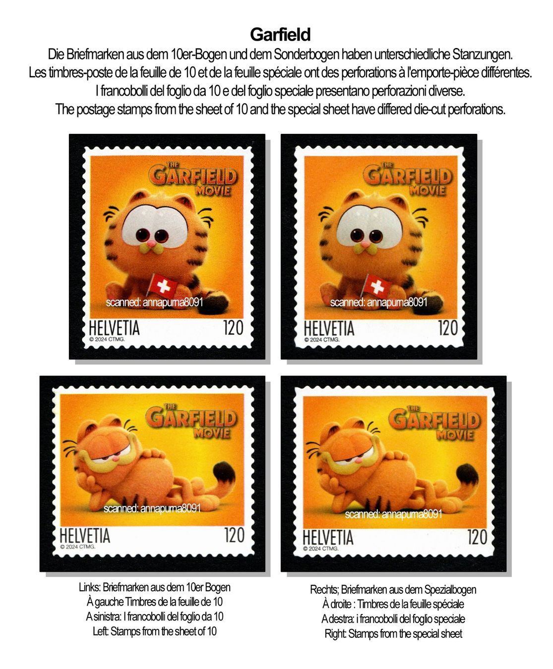 Tutti i francobolli: Schweiz 2024 Garfield ** – Nuovo (secondo la descrizione) da Pfäffikon SZ venduto da ANNAPURNA8091