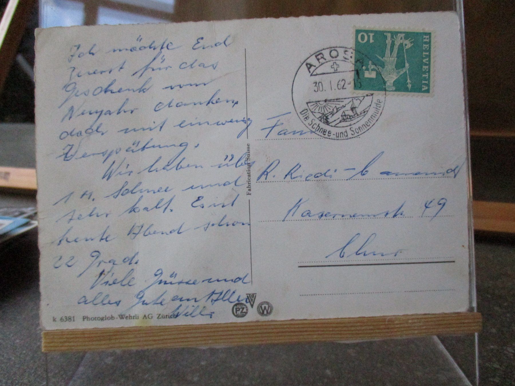 Ansichtskarten: Arosa 1962 Postkarte  2 – Gebraucht aus Felsberg von sanwill 1