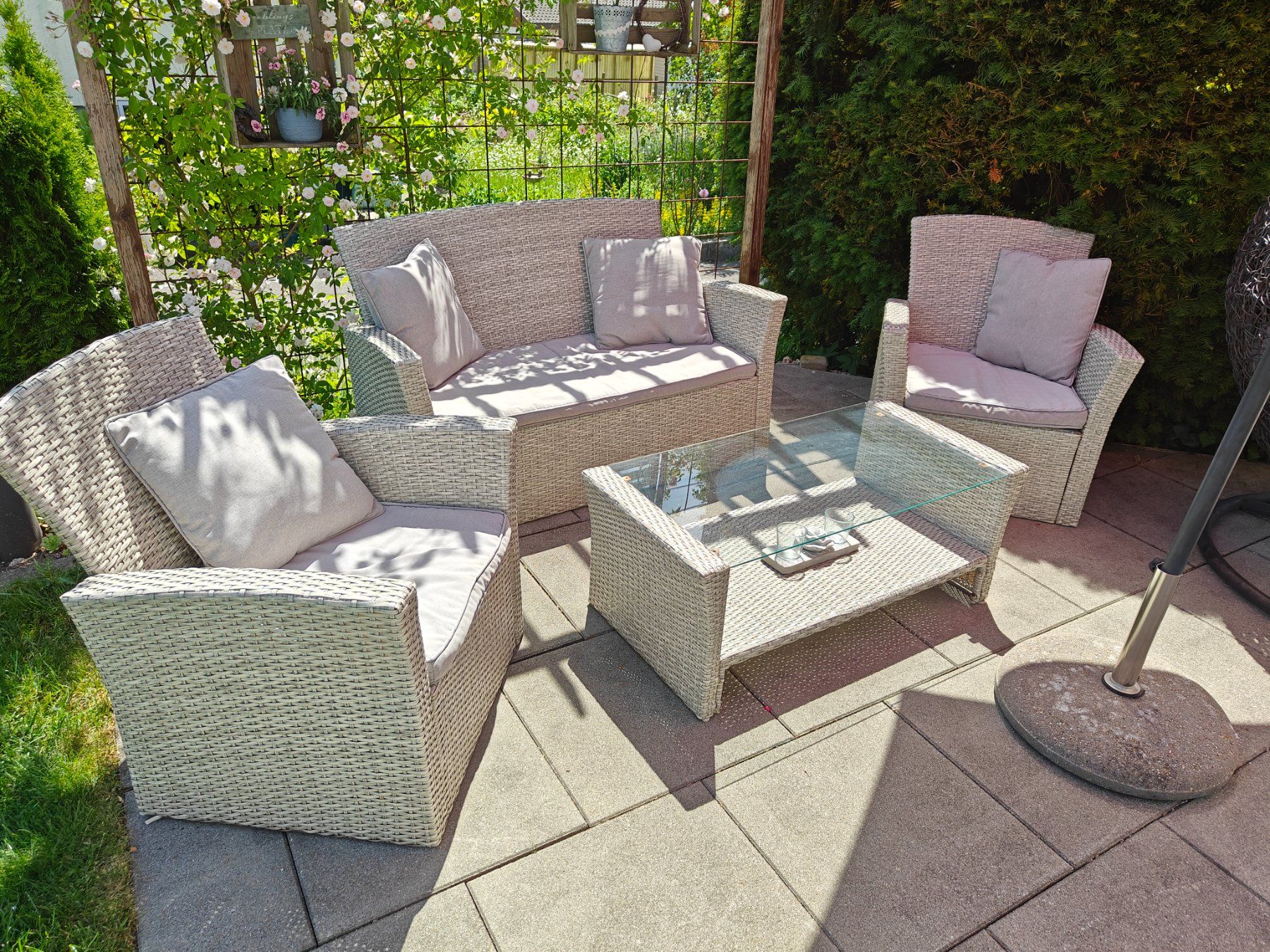 Divani: Profiline Garten Lounge Set, Rattan Grau – Usato da Hasle b. Burgdorf venduto da luk_nt7h 1