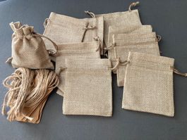 Jutesäckli Set, 10 Stück, mit Etiketten und Schnur, Neu! ...
