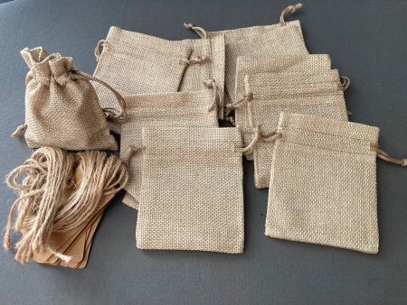 Jutesäckli Set, 10 Stück, mit Etiketten und Schnur, Neu! ...