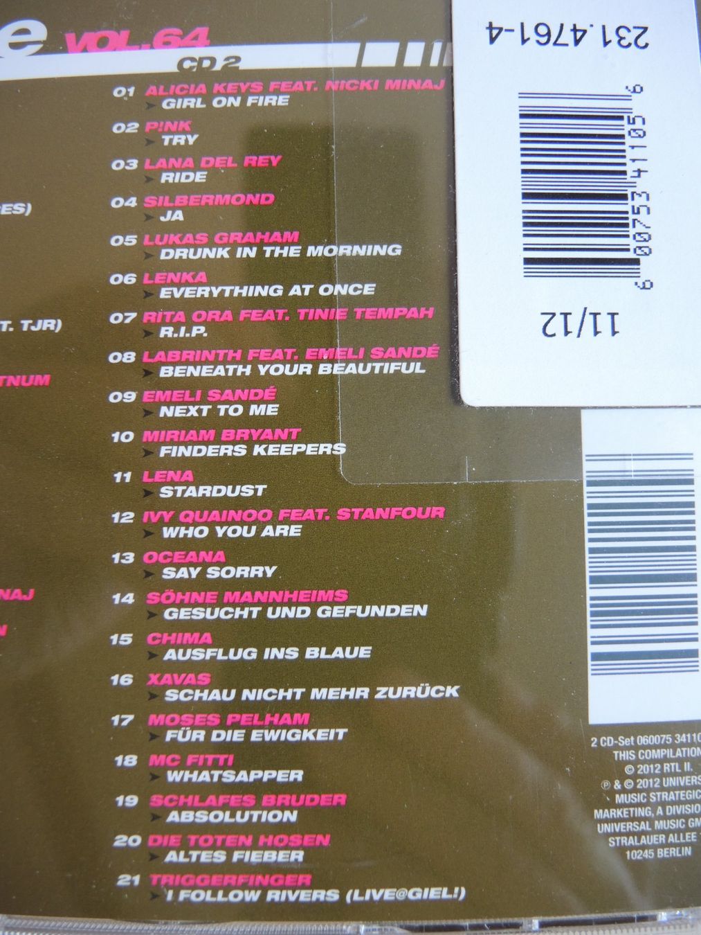CD: 2 CD The Dome Vol.64 - Robbie Williams, Pink, uvm. – Usato da Rorschach venduto da maeck8 5