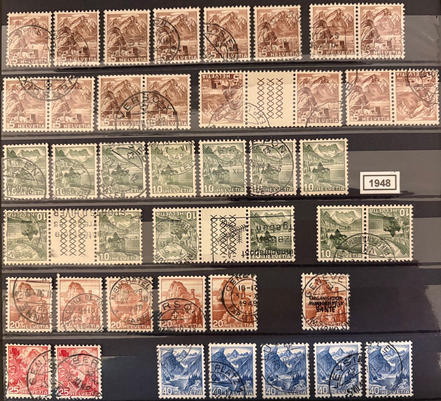 Tutti i francobolli: Timbres suisses 1948 OMS – Usato da Lausanne venduto da Cabessa
