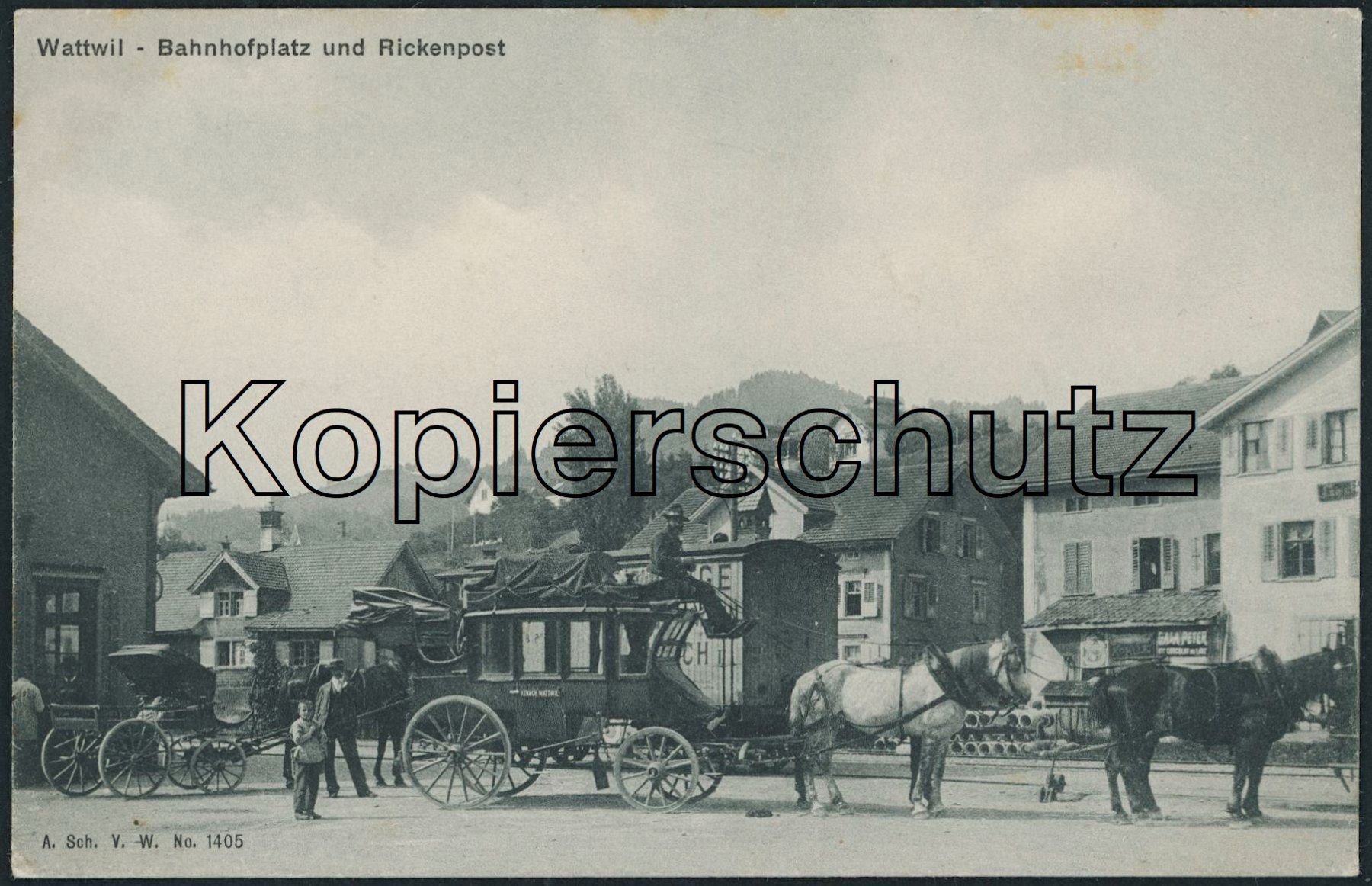 Cartoline postali: SG Wattwil - Ricken Postkutsche - Bahnhof - Bahn – Usato da Schindellegi venduto da Jonathan77