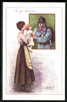 Schweizer Soldat mit Frau und Kind