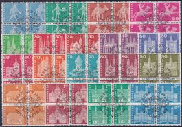 1960, Nr.355-372 Viererblöcke mit ET-Stempel. Kat: 300.- R!