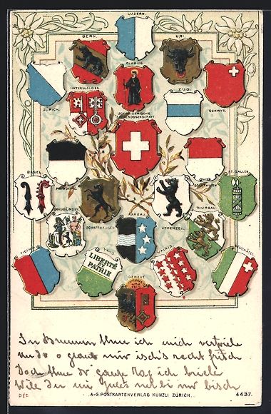Cartoline postali: Zürich, Schweizer Wappen, Luzern, Bern, – Usato da Berlin venduto da bartko-reher